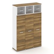 Concept Шкаф 3 узкие секции, 5 ниш CN.STU-537 RPW W Дуб Винченцо/Белый Бриллиант/Металл Белый/Прозра
