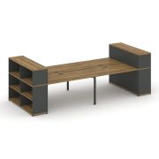 Concept Рабочая станция с опорными стеллажами с надставкой низ. CN.DRS-256 Дуб Винченцо/Белый Брилли