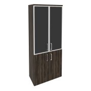 Onix Шкаф высокий широкий O.ST-1.2 R black Тиквуд Светлый/Белый Бриллиант/Cтекло Black 800*420*1977
