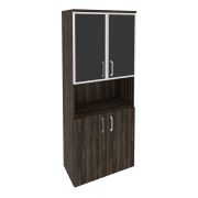 Onix Шкаф высокий широкий O.ST-1.4 R black Тиквуд Светлый/Белый Бриллиант/Cтекло Black 800*420*1977