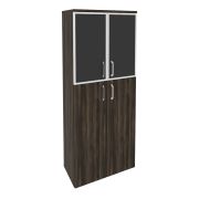 Onix Шкаф высокий широкий O.ST-1.7 R black Тиквуд Светлый/Белый Бриллиант/Cтекло Black 800*420*1977