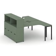Concept Рабочая станция с опорным распаш. шкафом с надставкой низ. CN.DSA-213 B Кобо/Металл Черный 1
