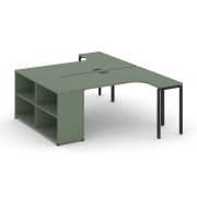 Concept Рабочая станция с опорным стеллажом CN.DSA-202 Кобо/Металл Черный 2000*1480*750