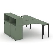 Concept Рабочая станция с опорным шкафом-купе с надставкой низ. CN.DSA-219 B Кобо/Металл Черный 1800