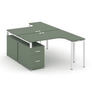 Concept Рабочая станция с двойной опорной тумбой CN.DSA-303 W Кобо/Металл Белый 1380/1746*2400*750