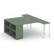 Concept Рабочая станция с опорным стеллажом CN.DSA-201 Кобо/Металл Белый 1800*1480*750