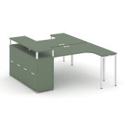 Concept Рабочая станция с опорным распаш. шкафом с верх. горизонтом CN.DSA-211 W Кобо/Металл Белый 1
