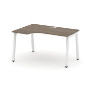 Style Project Стол рабочий эргоном. SN-5A.SPA-022(L) Тиквуд Светлый/Металл Белый 1580*800/980*750