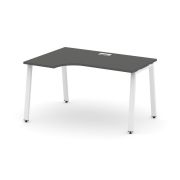 Style Project Стол рабочий эргоном. SN-6A.SPA-002(L) Тиквуд Светлый/Металл Белый 1580*600/980*750