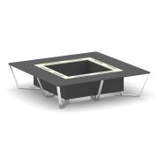 Steel Meet Стол переговорный квадратный MMK-PR.B.SP-16K Белый Бриллиант/Графит Глянец/Нержавеющая Ст
