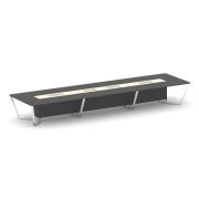 Steel Meet Стол переговорный прямоугольный MMK-PR.B.SP-18 Белый Бриллиант/Графит Глянец/Нержавеющая