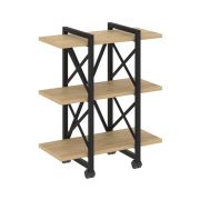 Loft Стеллаж на колесных опорах-3 полки VR.L-MST.K-3.4V Дуб Аттик/Металл Белый 800*400*968
