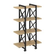 Loft Стеллаж на колесных опорах-4 полки VR.L-MST.K-4.4V Дуб Аттик/Металл Белый 800*400*1334