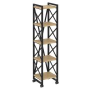 Loft Стеллаж на колесных опорах-5 полок VR.L-MST.K-5.4 Дуб Аттик/Металл Белый 400*400*1704