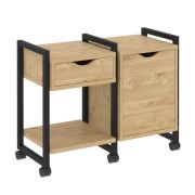 Loft Тумба на колесных опорах VR.L-TN-3.K Дуб Аризона/Металл Белый 970*460*767