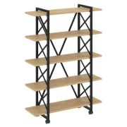 Loft Стеллаж на колесных опорах-5 полок VR.L-MST.K-5.8V Дуб Аттик/Металл Белый 1200*400*1704