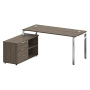 Metal System Direct Стол руковод. с тумбой БГ.СРТ-4.7 (L) Дуб Наварра/Нержавеющая Сталь 1700*1520*75