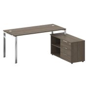 Metal System Direct Стол руковод. с тумбой БГ.СРТ-4.7 (R) Дуб Наварра/Нержавеющая Сталь 1700*1520*75