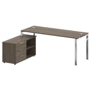 Metal System Direct Стол руковод. с тумбой БГ.СРТ-5.7 (L) Дуб Наварра/Нержавеющая Сталь 1900*1520*75