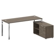 Metal System Direct Стол руковод. с тумбой БГ.СРТ-5.7 (R) Дуб Наварра/Нержавеющая Сталь 1900*1520*75