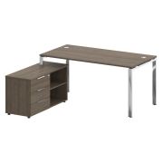 Metal System Direct Стол руковод. с тумбой БГ.СРТ-4.8 (L) Дуб Наварра/Нержавеющая Сталь 1700*1620*75