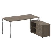 Metal System Direct Стол руковод. с тумбой БГ.СРТ-4.8 (R) Дуб Наварра/Нержавеющая Сталь 1700*1620*75