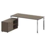 Metal System Direct Стол руковод. с тумбой БГ.СРТ-5.8 (L) Дуб Наварра/Нержавеющая Сталь 1900*1620*75