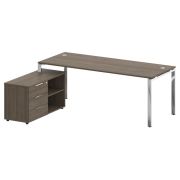 Metal System Direct Стол руковод. с тумбой БГ.СРТ-6.8 (L) Дуб Наварра/Нержавеющая Сталь 2100*1620*75