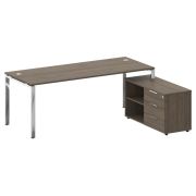 Metal System Direct Стол руковод. с тумбой БГ.СРТ-6.8 (R) Дуб Наварра/Нержавеющая Сталь 2100*1620*75