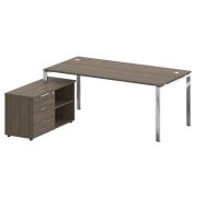 Metal System Direct Стол руковод. с тумбой БГ.СРТ-5.9 (L) Дуб Наварра/Нержавеющая Сталь 1900*1720*75