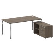 Metal System Direct Стол руковод. с тумбой БГ.СРТ-5.9 (R) Дуб Наварра/Нержавеющая Сталь 1900*1720*75