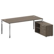 Metal System Direct Стол руковод. с тумбой БГ.СРТ-6.9 (R) Дуб Наварра/Нержавеющая Сталь 2100*1720*75