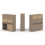 Estetica Набор №12. Тумба двойная+высокая надставка ES.NB.2V-12 Латте/Сатин 1500*410*1520