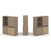 Estetica Набор №19. Тумба двойная+высокая надставка ES.NB.2V-19 Латте/Сатин 1500*410*1520