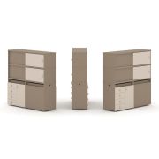 Estetica Набор №24. Тумба двойная+высокая надставка ES.NB.2V-24 Латте/Сатин 1500*410*1520