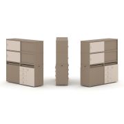 Estetica Набор №25. Тумба двойная+высокая надставка ES.NB.2V-25 Латте/Сатин 1500*410*1520