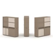 Estetica Набор №26. Тумба двойная+высокая надставка ES.NB.2V-26 Латте/Сатин 1500*410*1520