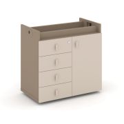 Estetica Тумба опорная-фасад+ящики ES.TON-2 Латте/Сатин/Металл Латте 750*406*725