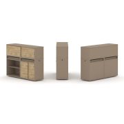 Estetica Набор №10. Тумба двойная+низкая надставка ES.NB.2N-10 Латте/Сатин 1500*410*1135
