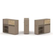 Estetica Набор №13. Тумба двойная+низкая надставка ES.NB.2N-13 Латте/Сатин 1500*410*1135