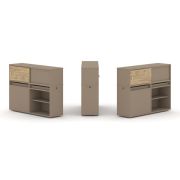 Estetica Набор №14. Тумба двойная+низкая надставка ES.NB.2N-14 Латте/Сатин 1500*410*1135
