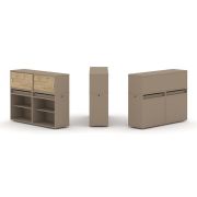 Estetica Набор №2. Тумба двойная+низкая надставка ES.NB.2N-2 Латте/Сатин 1500*410*1135