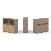 Estetica Набор №3. Тумба двойная+низкая надставка ES.NB.2N-3 Латте/Сатин 1500*410*1135