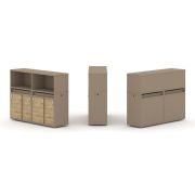Estetica Набор №5. Тумба двойная+низкая надставка ES.NB.2N-5 Латте/Сатин 1500*410*1135