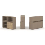 Estetica Набор №7. Тумба двойная+низкая надставка ES.NB.2N-7 Латте/Сатин 1500*410*1135