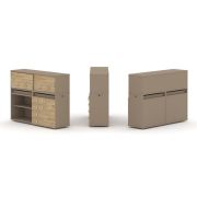 Estetica Набор №8. Тумба двойная+низкая надставка ES.NB.2N-8 Латте/Сатин 1500*410*1135