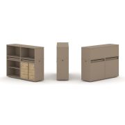 Estetica Набор №9. Тумба двойная+низкая надставка ES.NB.2N-9 Латте/Сатин 1500*410*1135