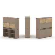 Estetica Набор №3. Тумба двойная+высокая надставка ES.NB.2V-3 Латте/Сатин 1500*410*1520