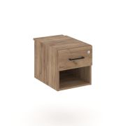 Style Project Тумба с 1 открытой нишей и 1 ящ. SN.TP-041 Тиквуд Светлый/Черный Ручки 343*453*356