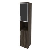 Onix Шкаф высокий узкий правый O.SU-1.4 R (R) black Тиквуд Светлый/Белый Бриллиант/Cтекло Black 400*